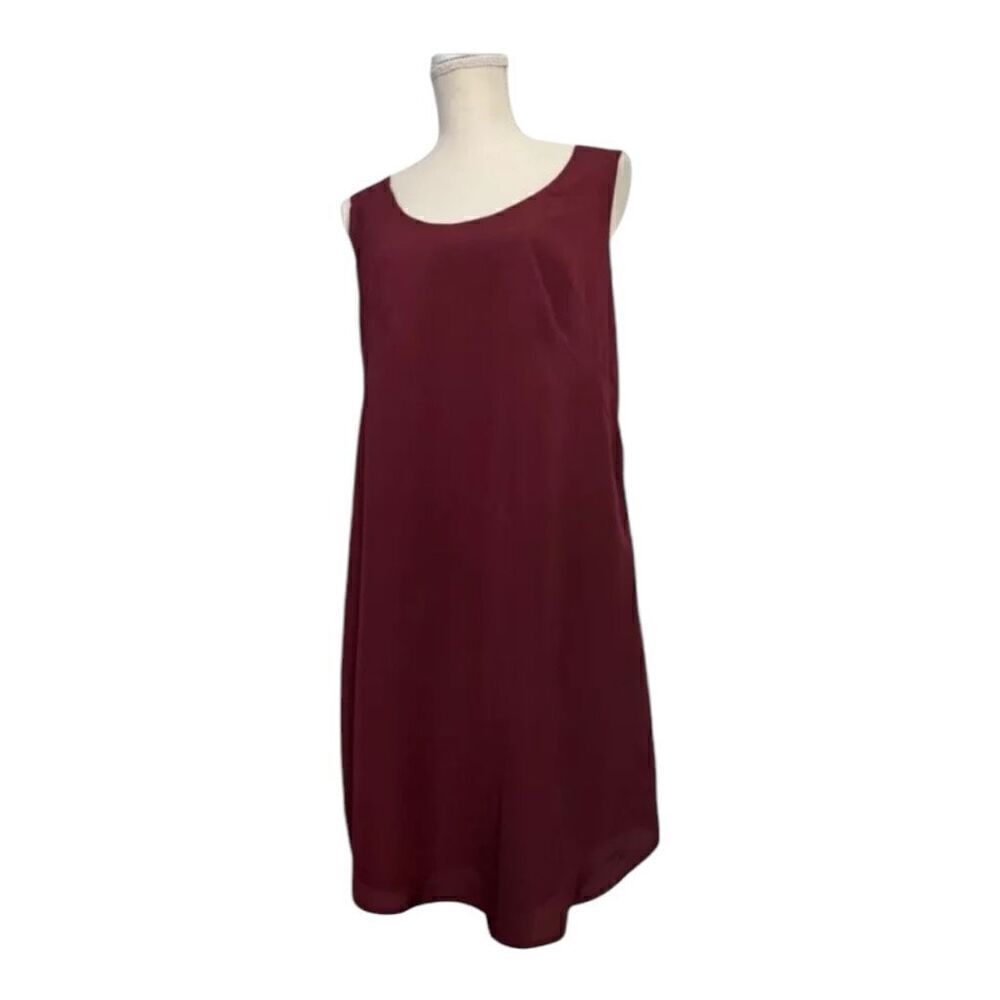 Mossimo Shift Dress Size M Burgundy Red Sleeveless Solid Racerback Casual